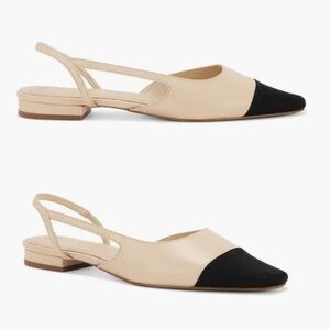 RAYE Dorit Slingback Flat in Cream and Black